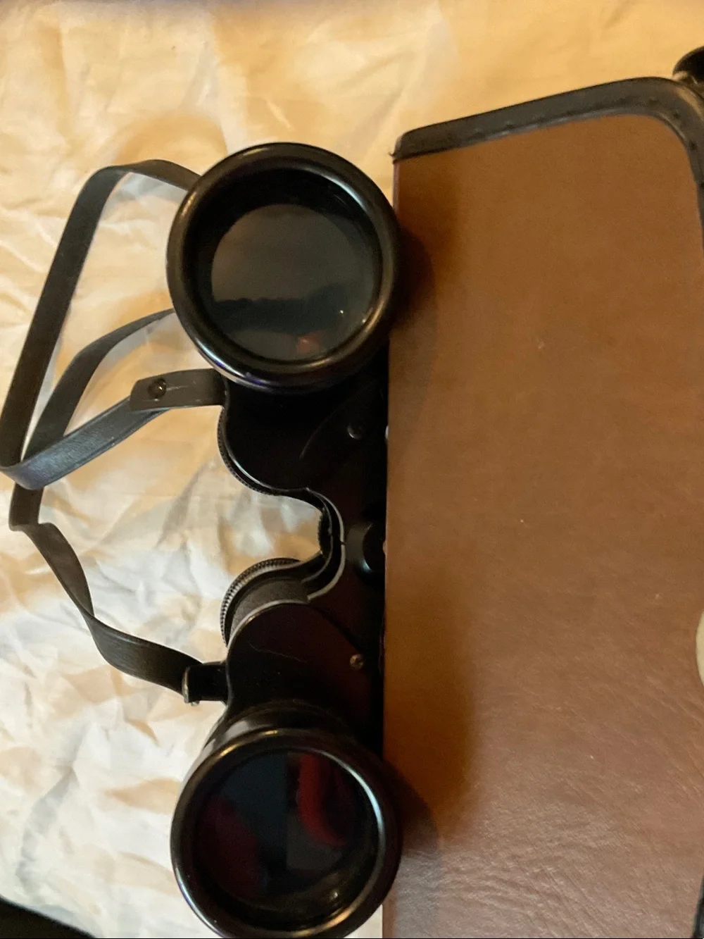 Bushnell Black Binoculars with Brown Case and Neck Strap